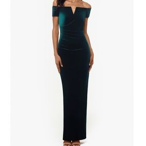 XSCAPE Emerald green velour dress